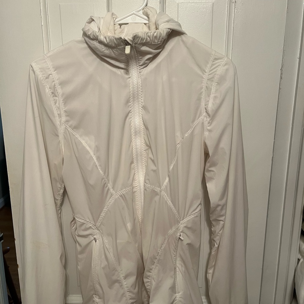 Lulu Lemon White Jacket with Stow Away Hood